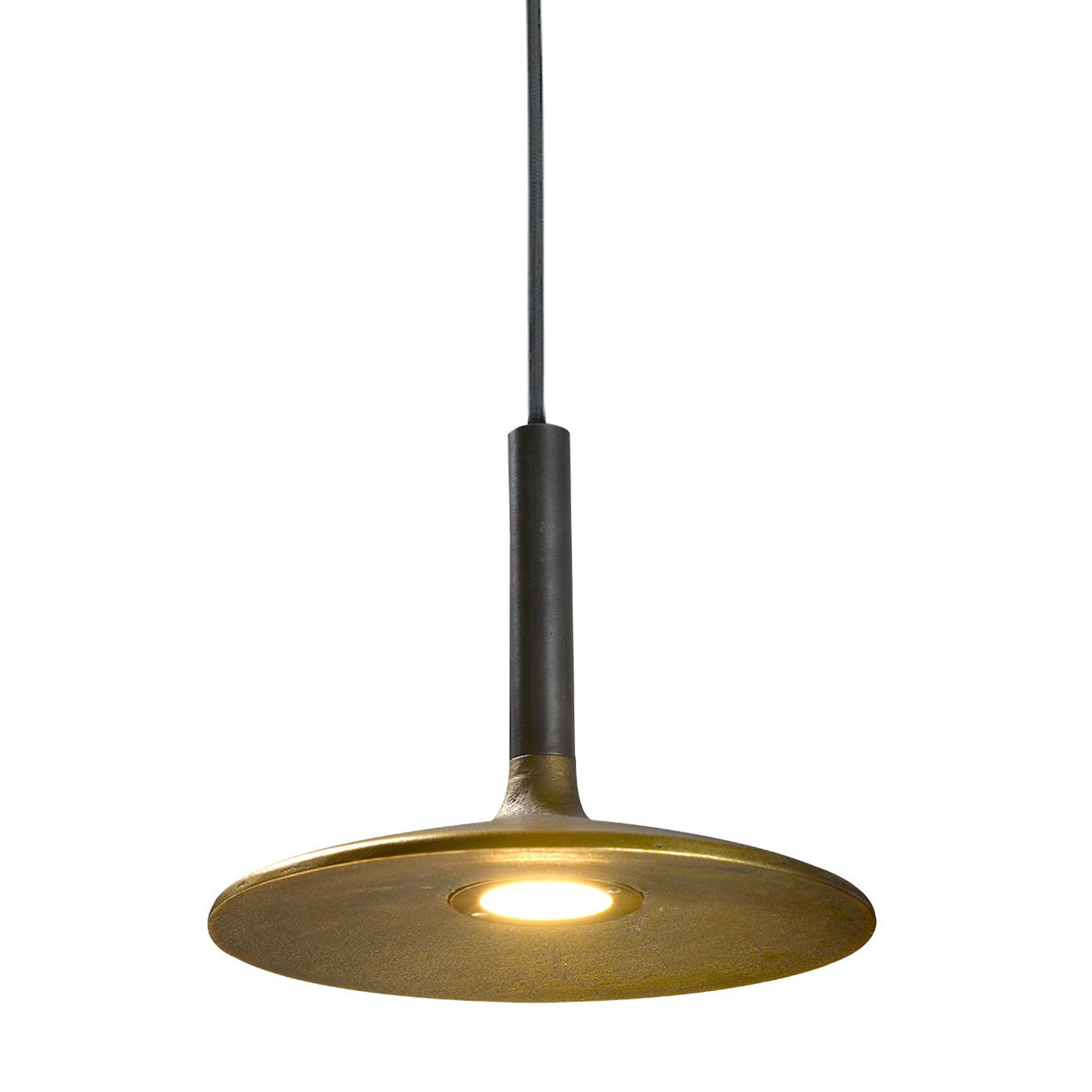 Kleine LED-Pendelleuchte FLOEN SMALL mit rauer Bronze-Patina