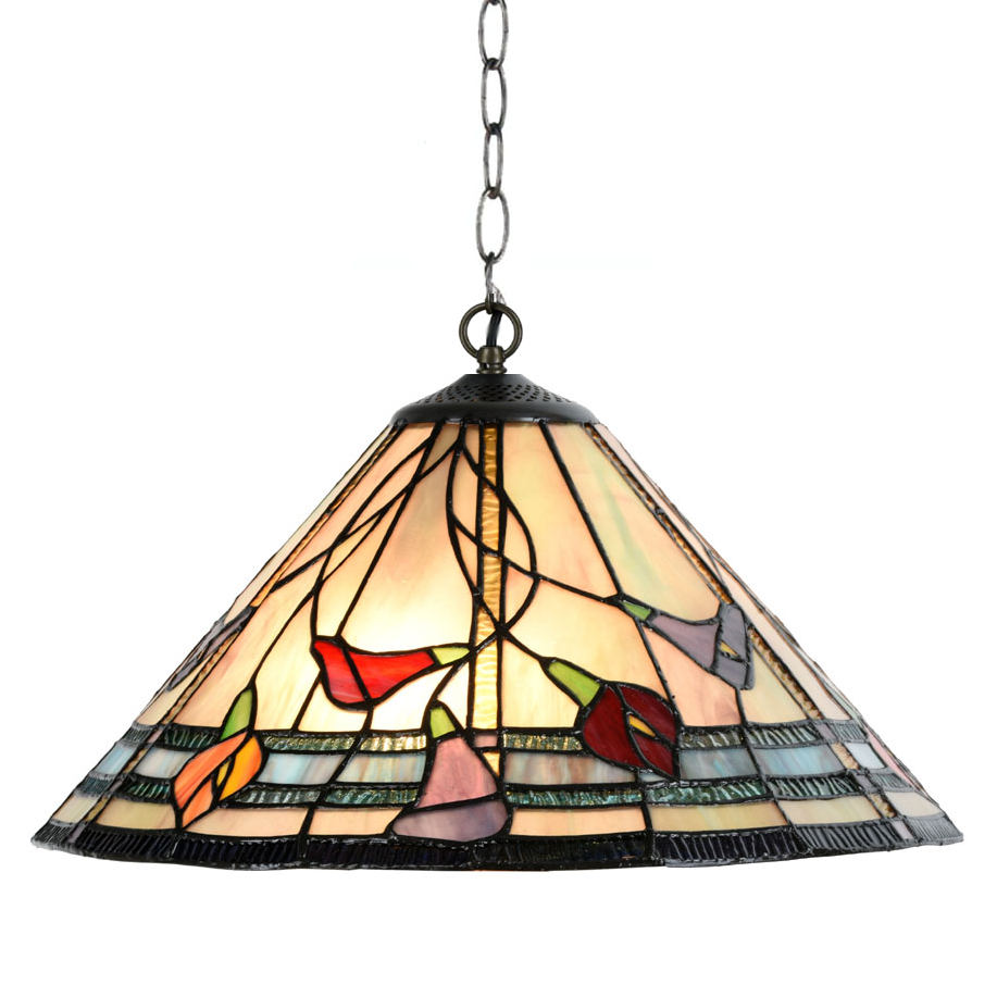 Tiffany pendant light with colorful flower motif