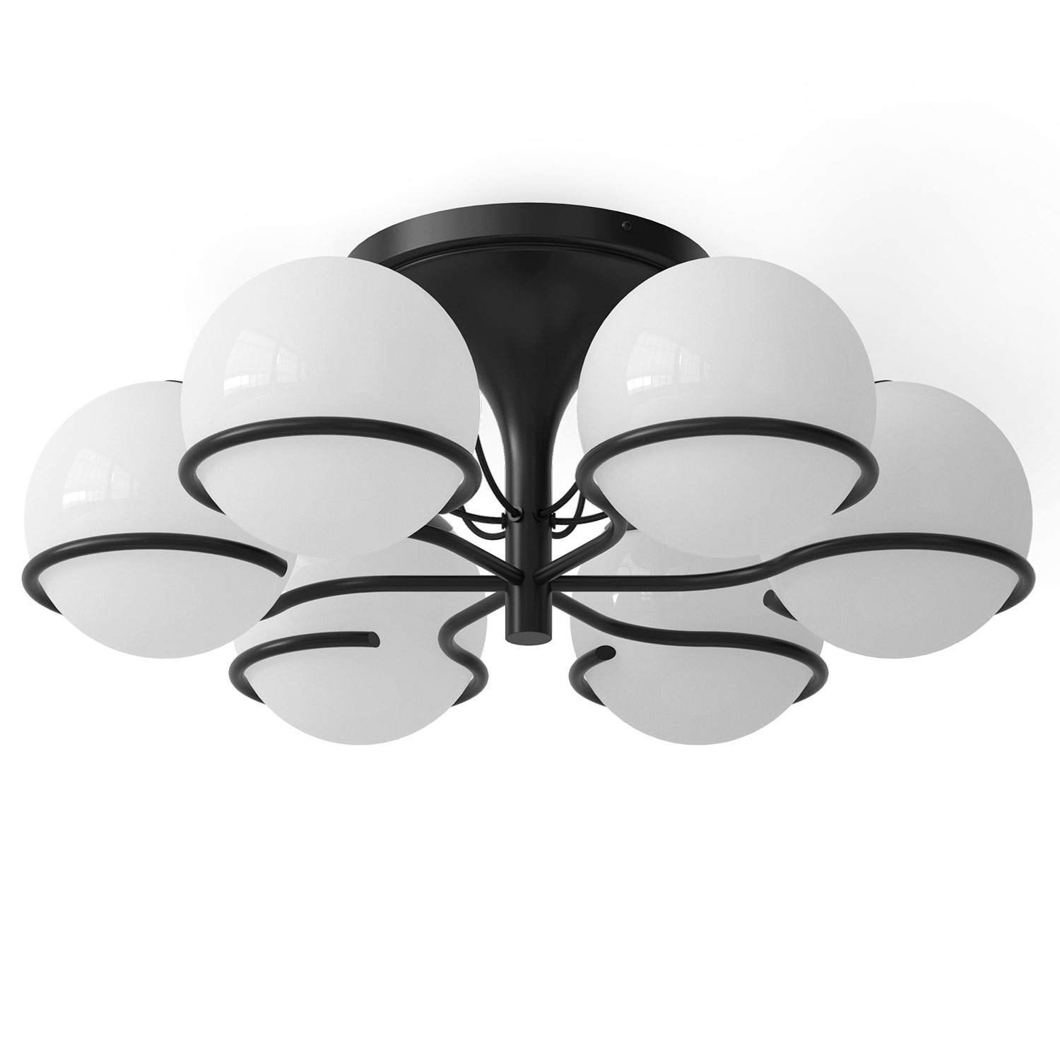 Opal glass globe ceiling fixture „Le Sfere Plafone“ 2042/6 by Gino Sarfatti Opal glass globe ceiling fixture „Le Sfere Plafone“ 2042/6 by Gino Sarfatti
