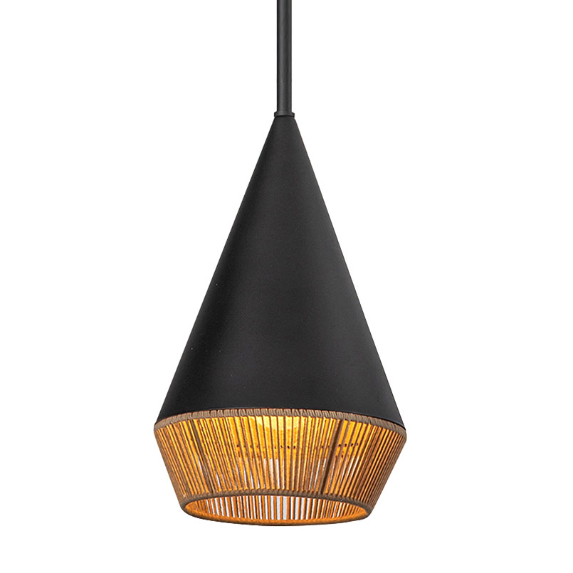 Small, Japanese-Inspired Pendant Light with Hemp Rope Details