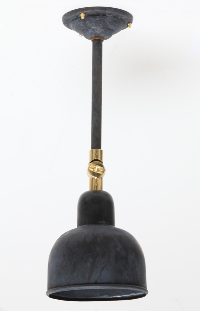 Bild 6: Kupfer Patina mit Messinggelenk als Deckenleuchte DUISBURG Gelenkleuchte mit geradem Auslegerarm: Kupfer Patina mit Messinggelenk als Deckenleuchte