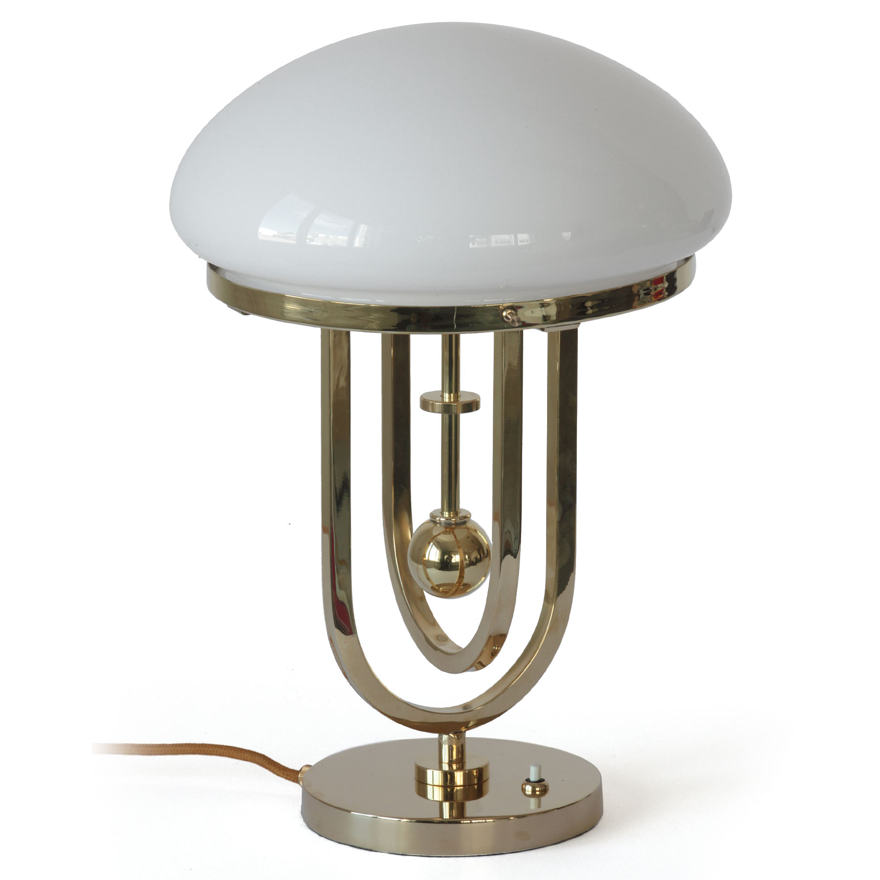 Fascinating Art Deco Brass Table Lamp With Opal Glass Bonnet Fascinating Art Deco Brass Table Lamp With Opal Glass Bonnet