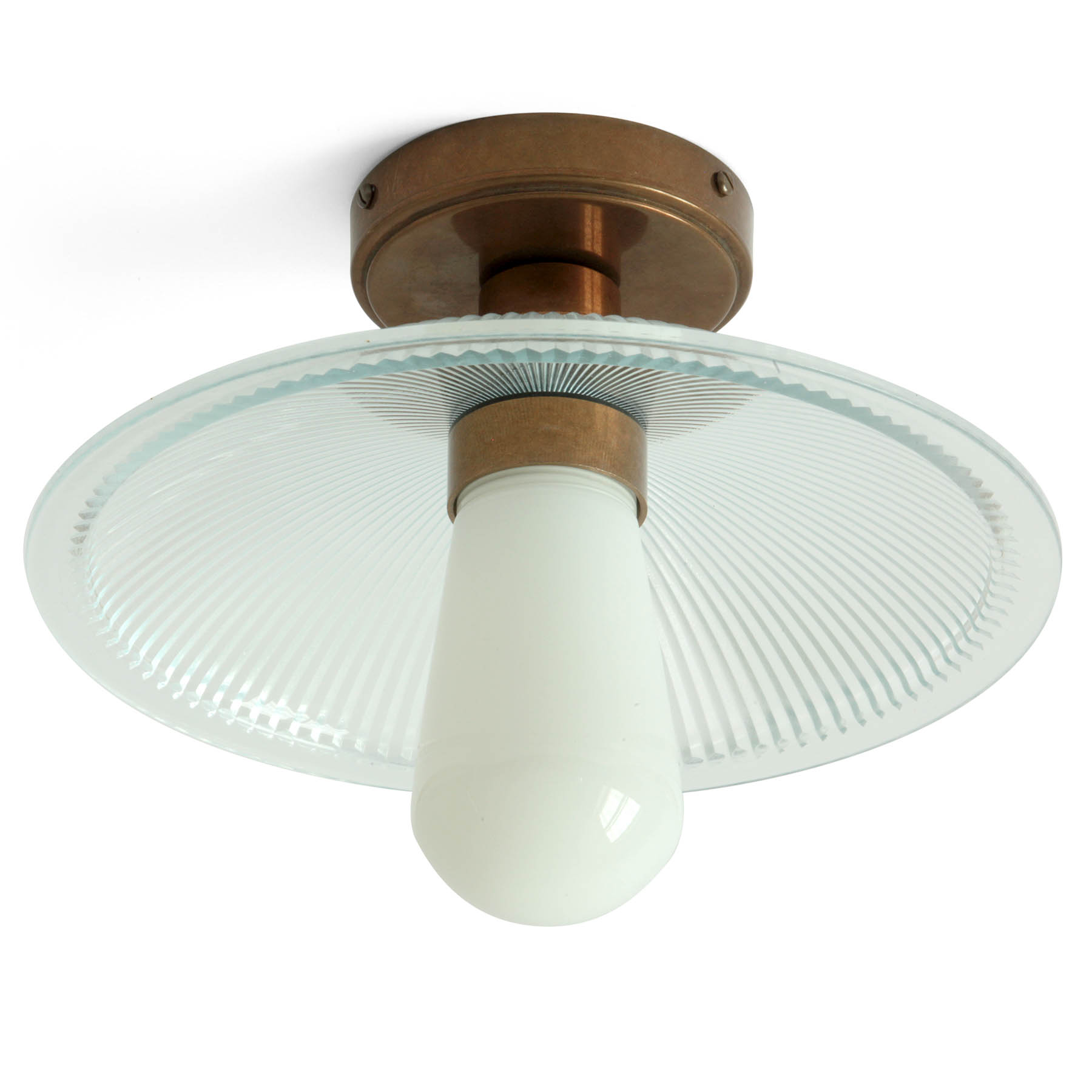 Bad-Deckenleuchte mit flachem Schirm aus „Holophan“-Glas, IP65, Bild 1 Bad-Deckenleuchte mit flachem Schirm aus „Holophan“-Glas, IP65, Bild 1