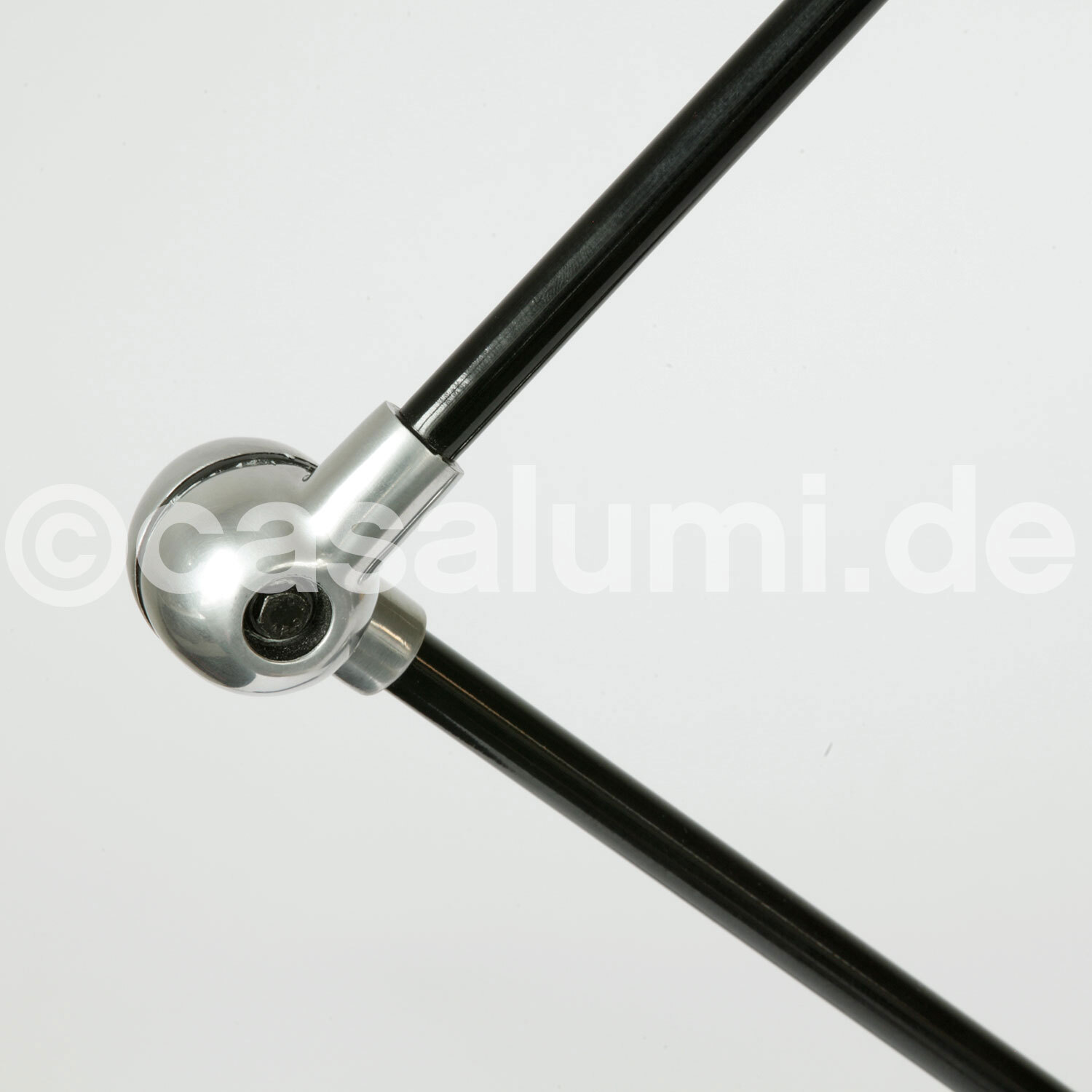 Klemm-Lampe SIGNAL für Tischplatten und Regale: RAL-Farbe glänzend (hier Graphitschwarz) + Stahl poliert