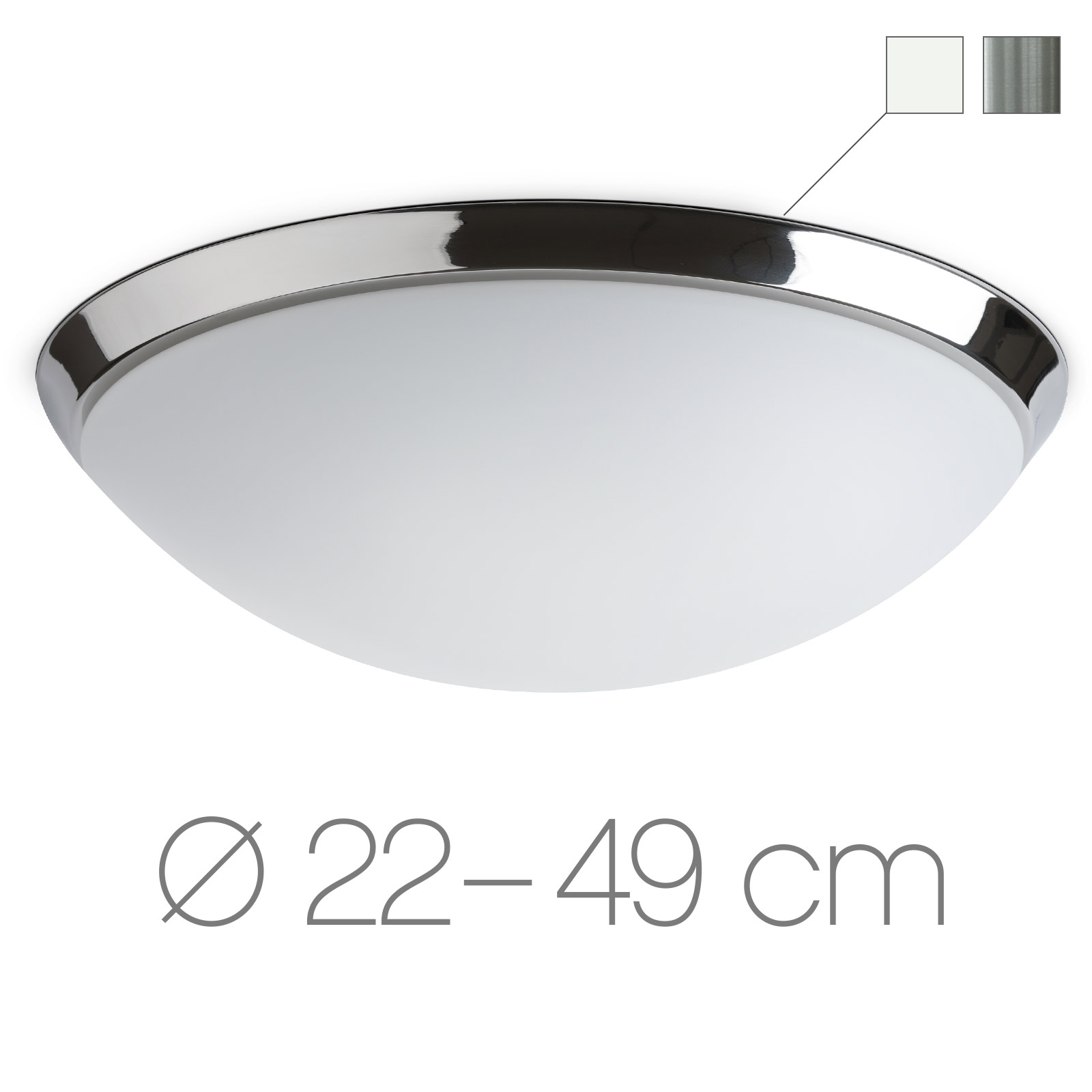 Opalglas-Deckenleuchte mit Zierring AURORA R1, Ø 22 bis 49 cm