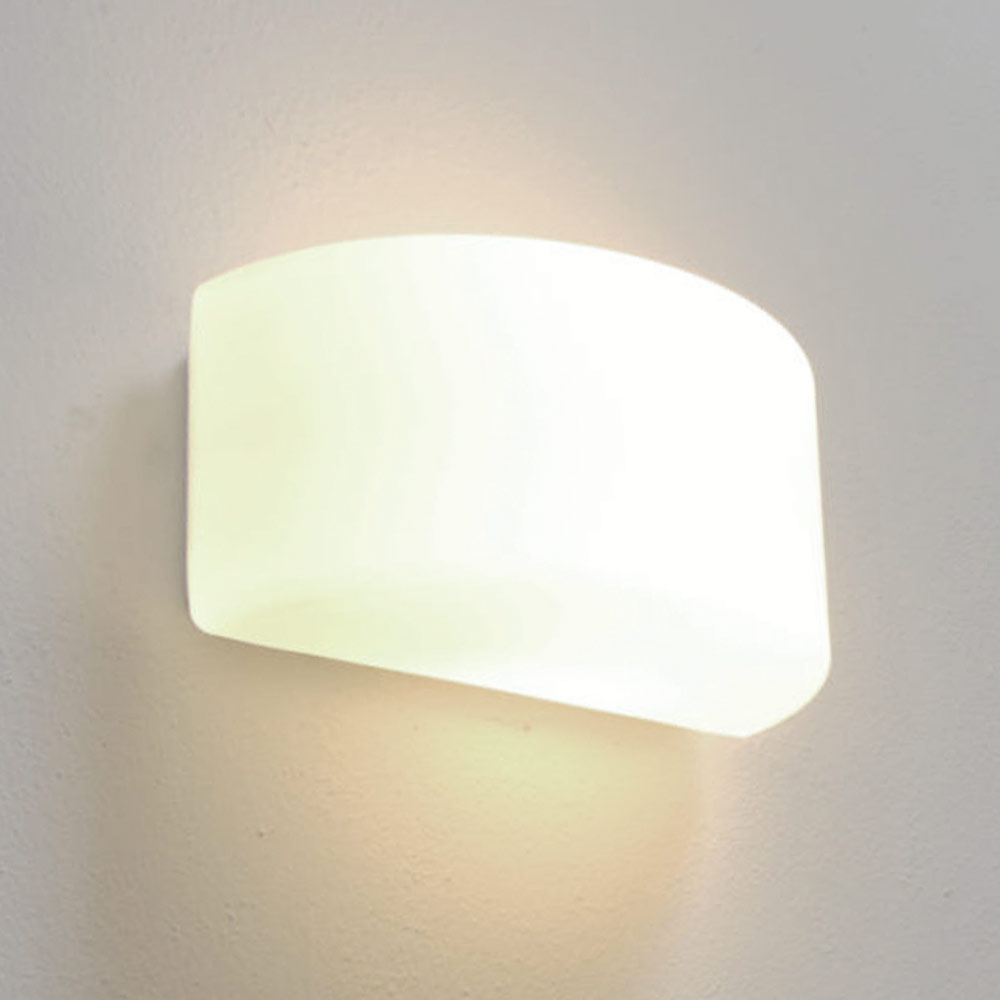 Simple curved opal glass wall light NAVA