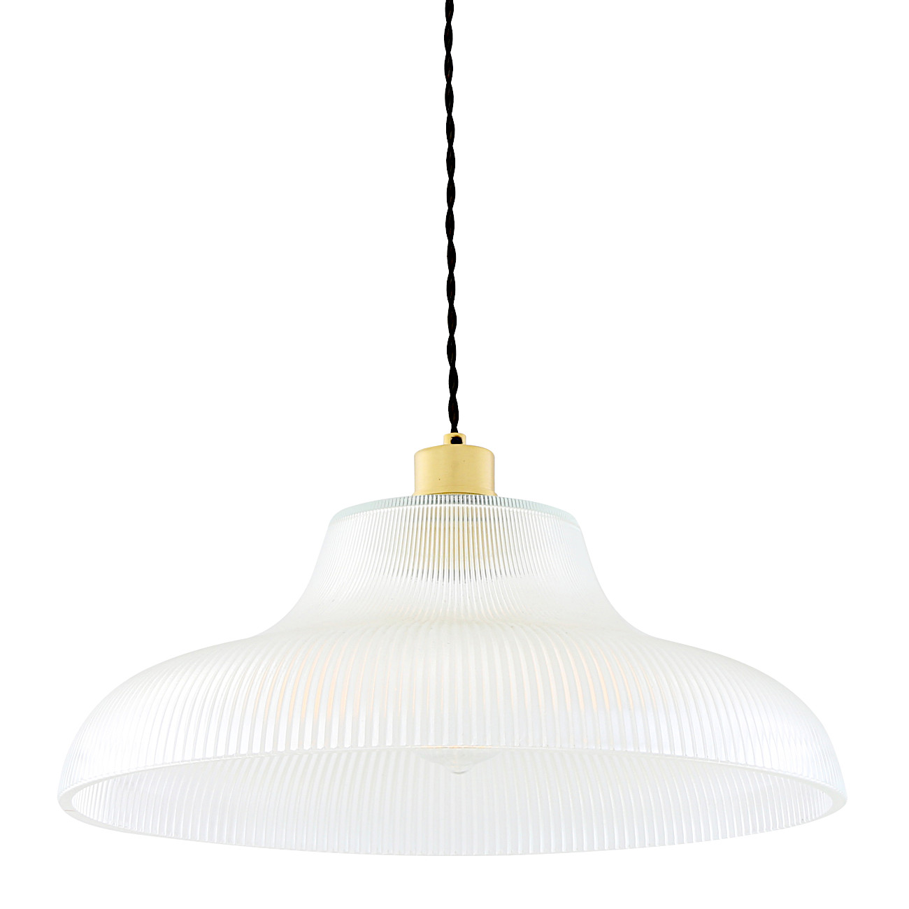 Bild 8: Eisenbahn-Pendelleuchte mit prismatischem Glasschirm, Messing satiniert, großes Modell Nostalgische „Eisenbahn“-Pendelleuchte mit prismatischem Glasschirm: Eisenbahn-Pendelleuchte mit prismatischem Glasschirm, Messing satiniert, großes Modell