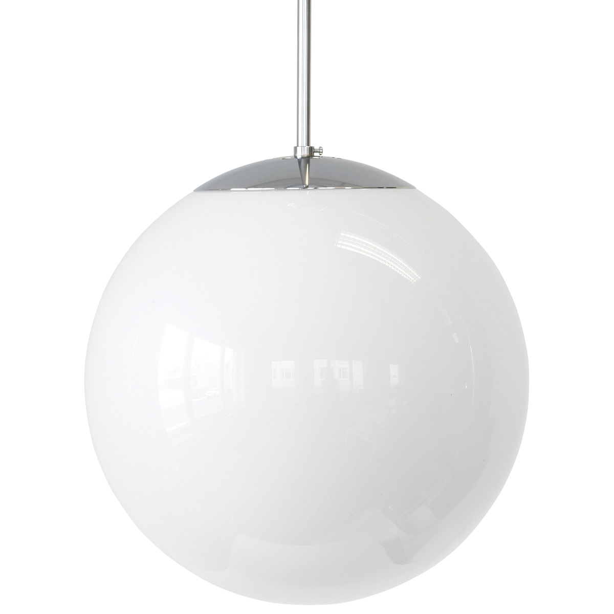 Chrome-plated globe lamp GLOBO with white glass