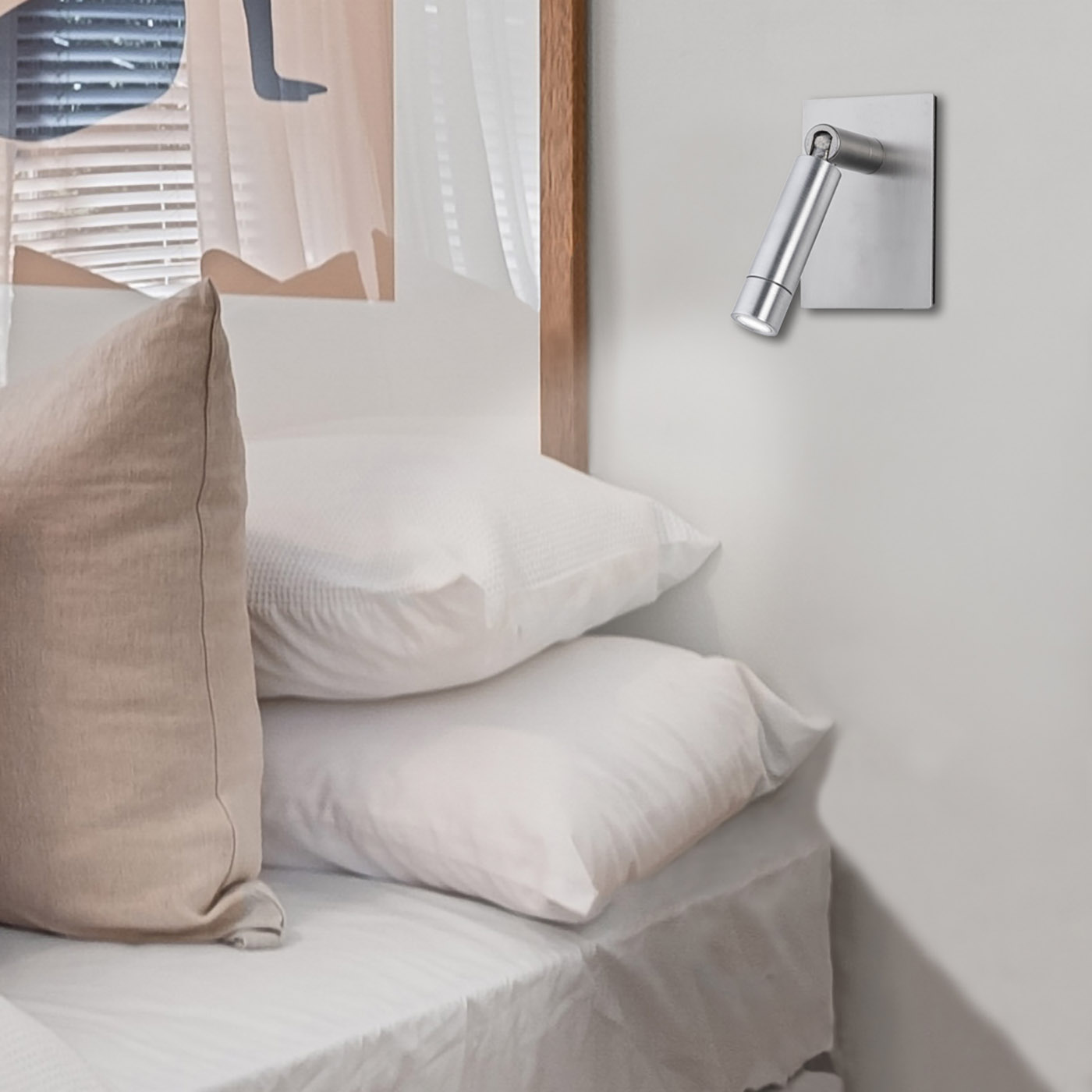 LED-Gelenk-Spot aus Messing zur Einbau-Montage AL45: Das Modell ohne Schalter in Nickel satiniert.