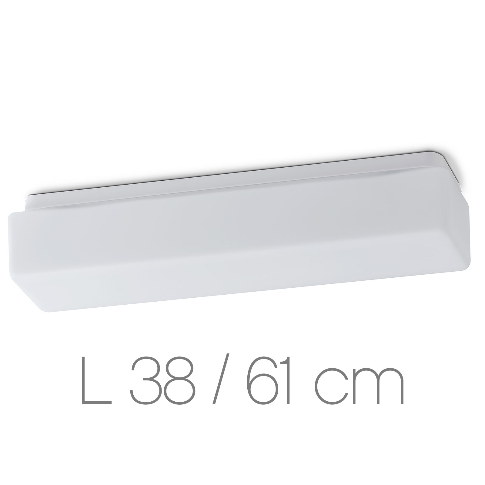 Längliche Opalglas-Deckenleuchte SYLVA mit Balken-Profil, 38 / 61 cm