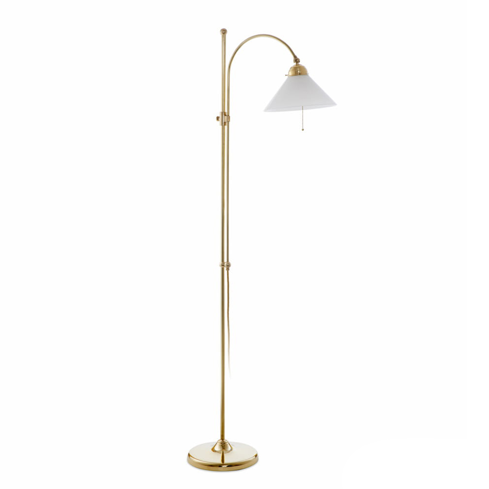 Classic Floor Lamp With Cone Glass Shade on Arched Arm