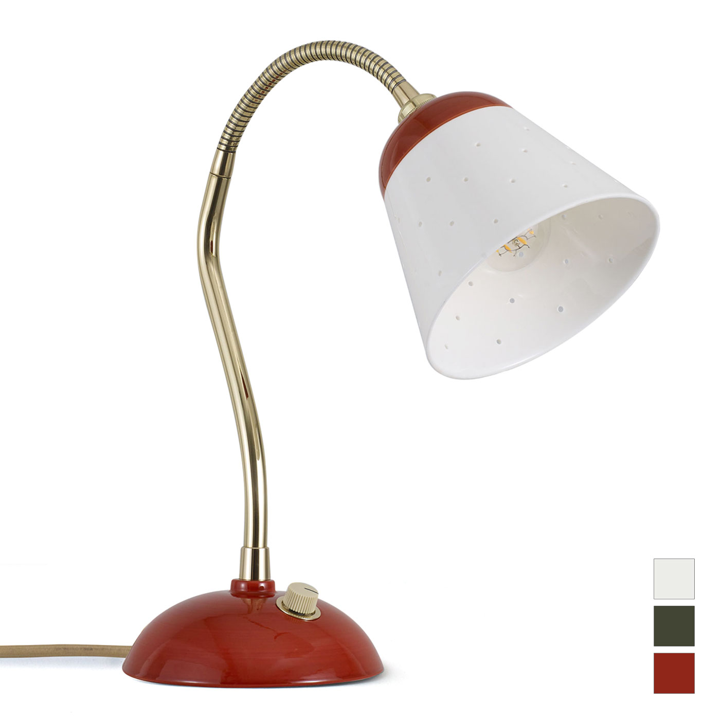 Dimmbare Porzellan-Tischleuchte ALMA mit perforiertem Schirm Dimmbare Porzellan-Tischleuchte ALMA mit perforiertem Schirm