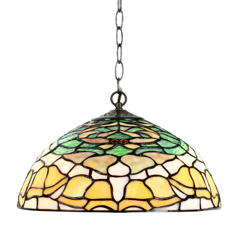 Tiffany glass pendant light with floral pattern