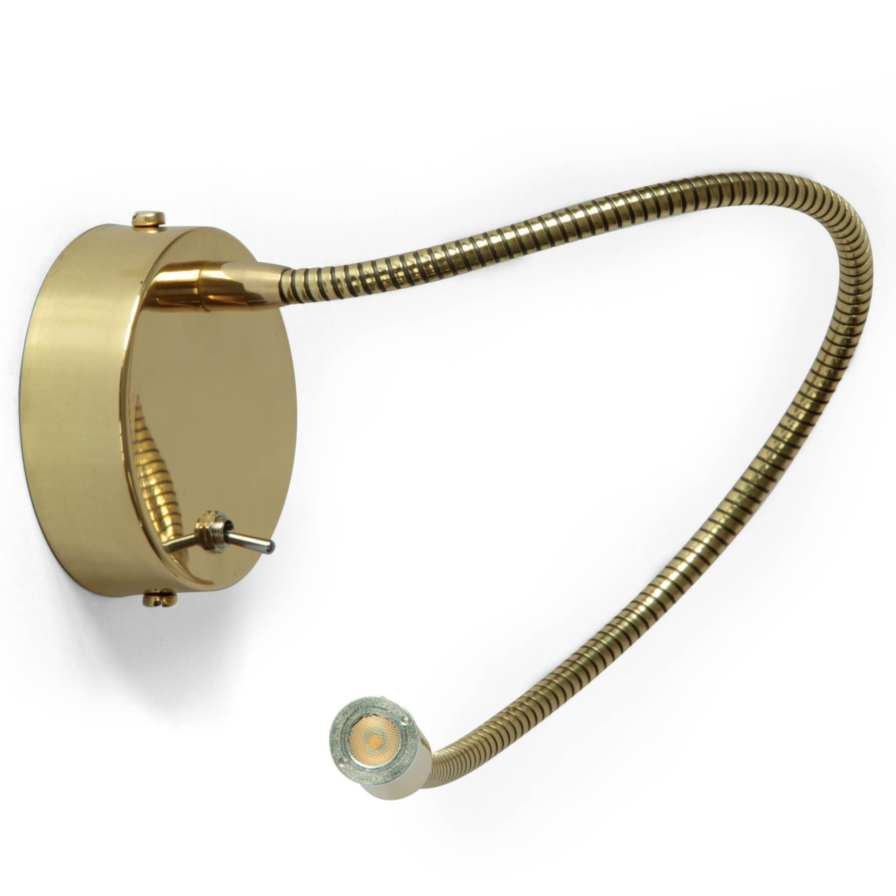 French Wall Spotlight With 40 cm Flexible Arm Made of Brass