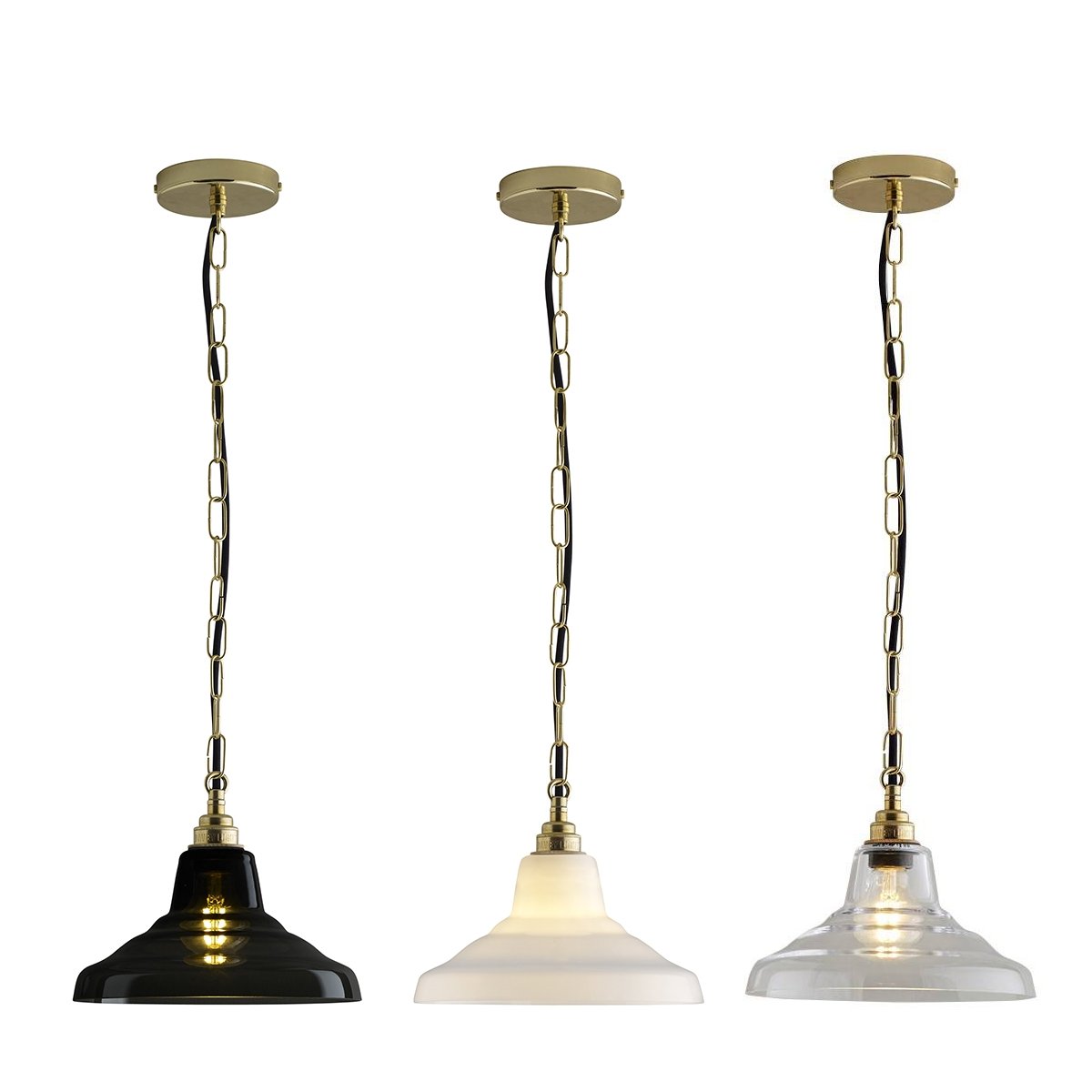 Glass pendant lamp in two sizes with different shades