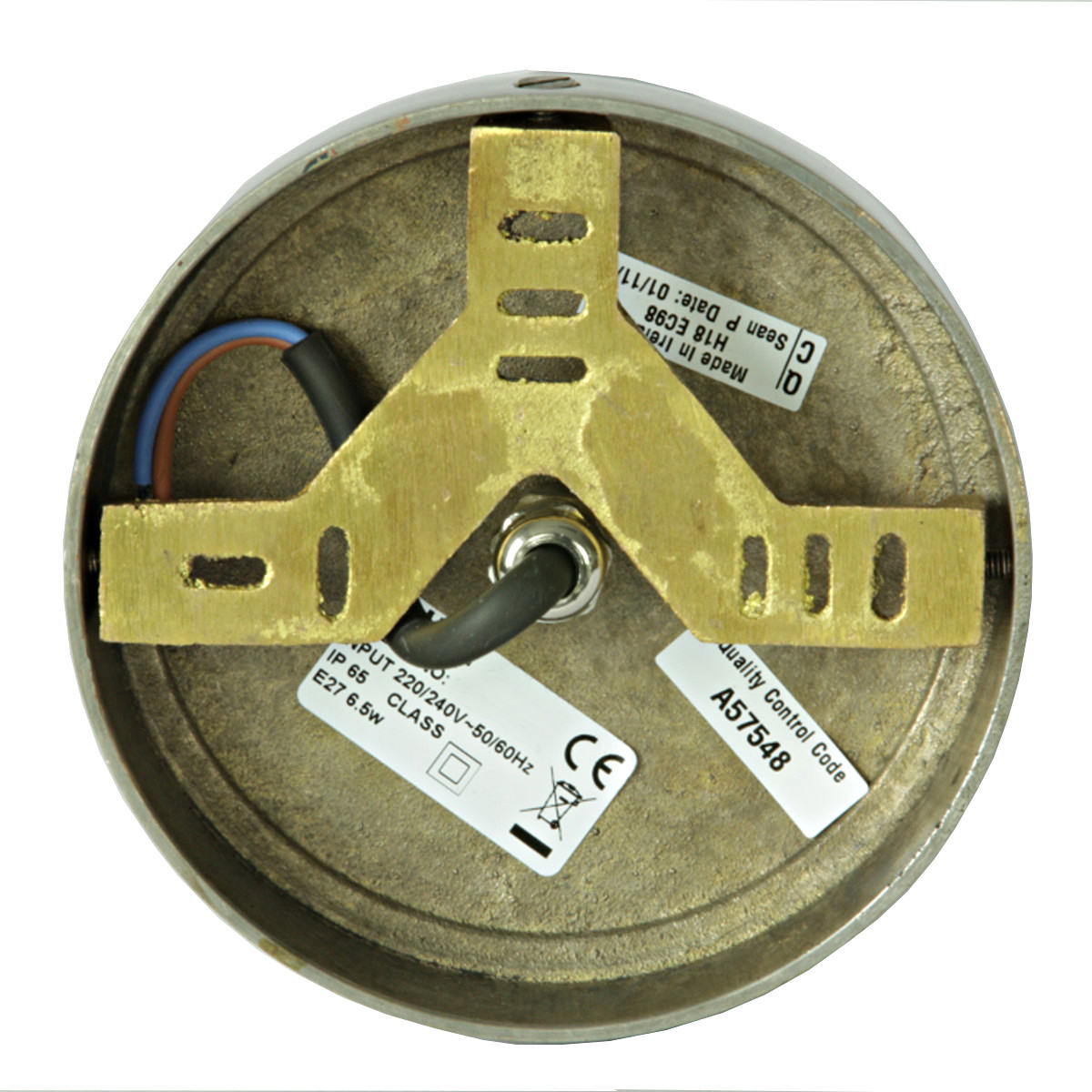 Bild 6: Deckenteil Bad-Deckenleuchte mit flachem Schirm aus „Holophan“-Glas, IP65: Deckenteil