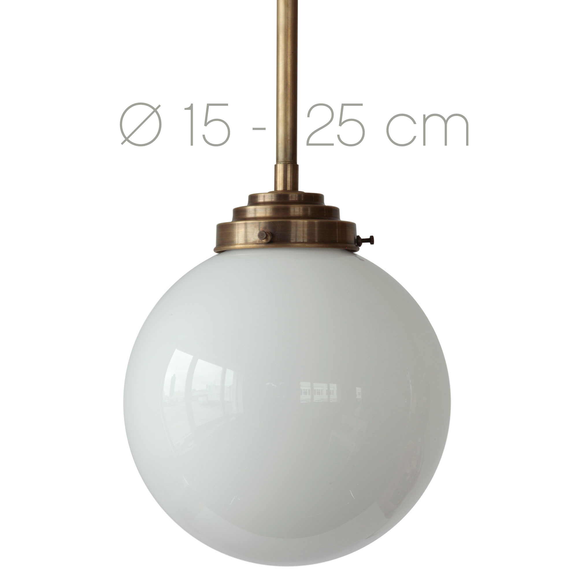 Rod Pendant Lamp With Opal Glass Sphere Ø 15–25 cm Rod Pendant Lamp With Opal Glass Sphere Ø 15–25 cm
