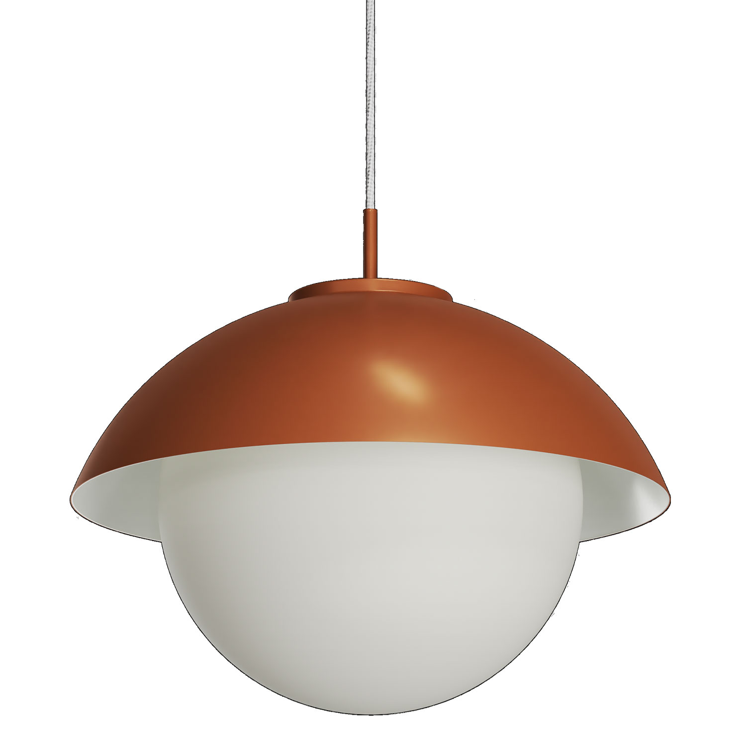 Große Kugel-Pendelleuchte mit Schirm LUZIDA, Ø bis 56 cm, div. Farben: Pendelleuchte mit Schirm in RAL 2013 Perlorange (Terracotta mit Metallic-Effekt)