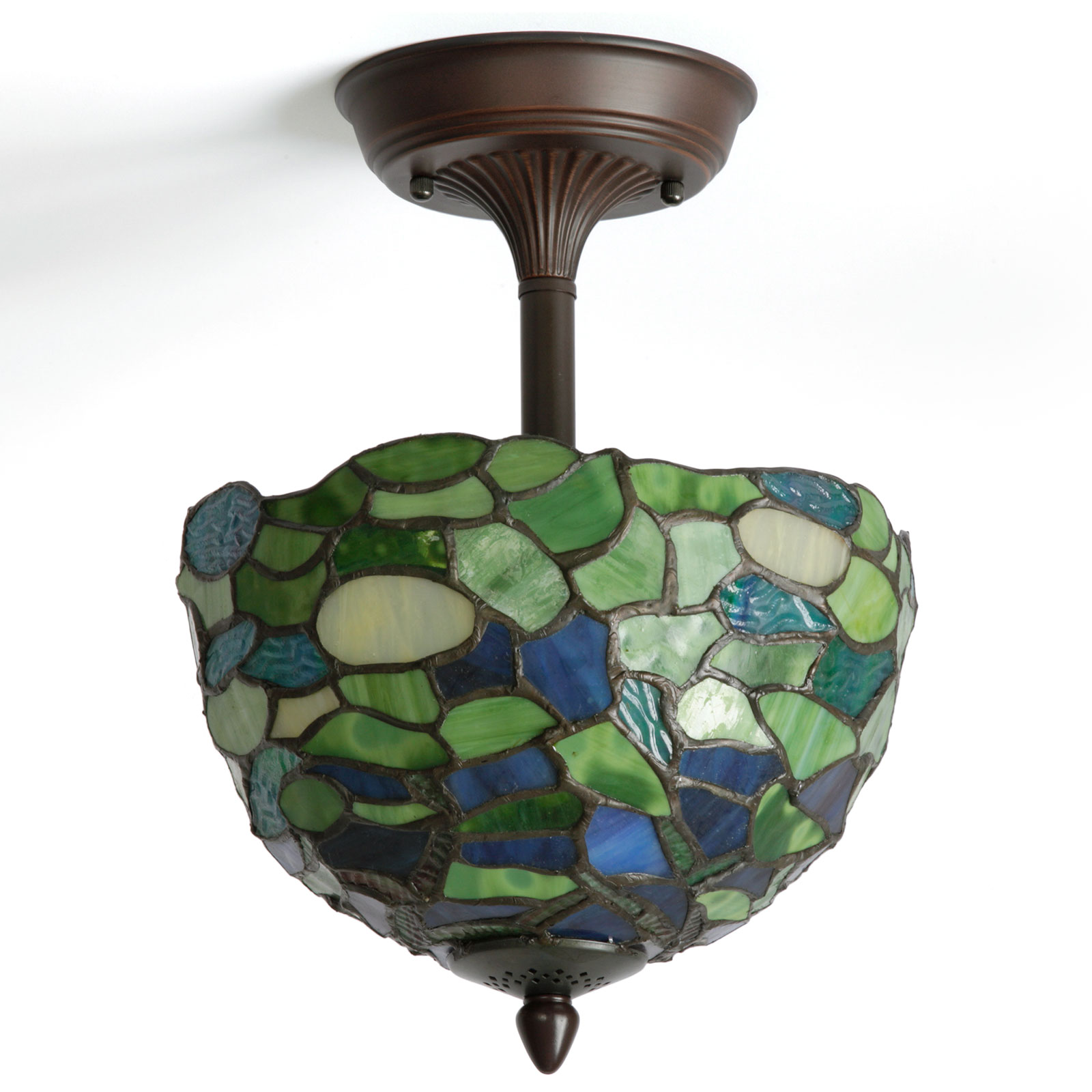 Abgehängte Deckenleuchte mit buntem Tiffany-Schirm Ø 25 cm Abgehängte Deckenleuchte mit buntem Tiffany-Schirm Ø 25 cm