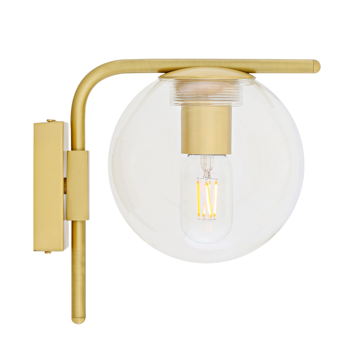 Moderne Wandleuchte aus Messing mit Glaskugel Moderne Wandleuchte aus Messing mit Glaskugel