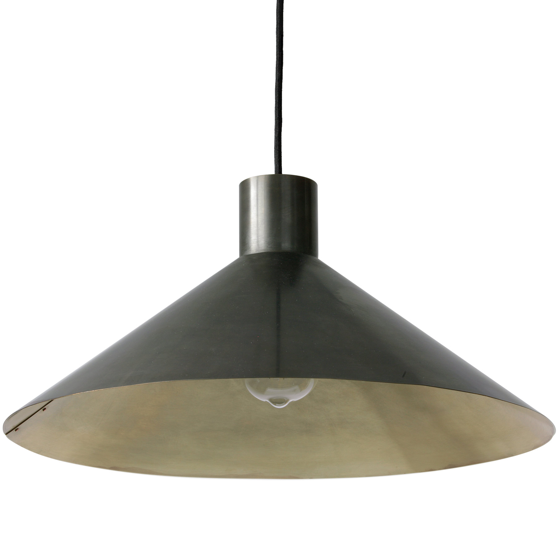 Large handmade cone pendant light made of brass Large handmade cone pendant light made of brass