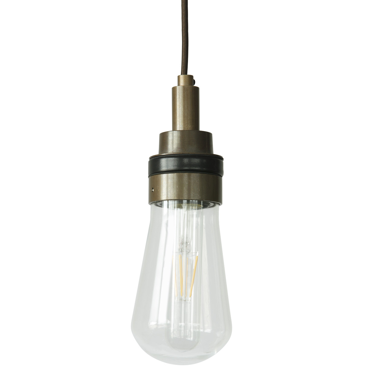 Schlichte Glaskolben-Hängeleuchte aus Messing, IP65 Schlichte Glaskolben-Hängeleuchte aus Messing, IP65