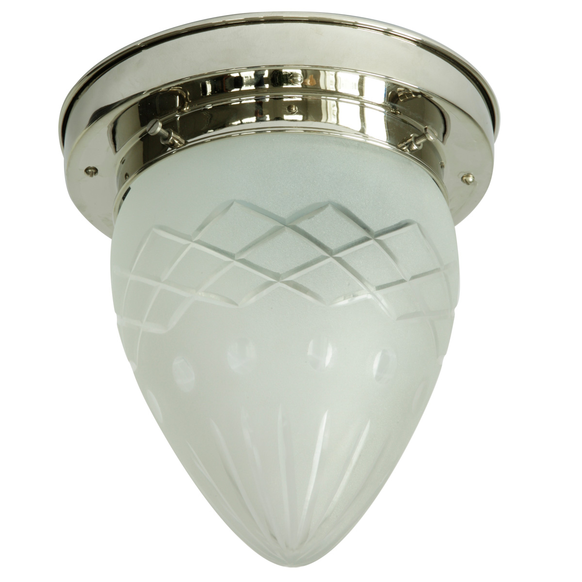 Pointed glass ceiling lamp with multi-cut glass