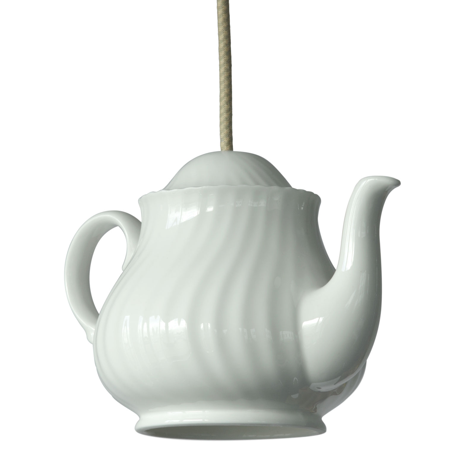 Originelle Teekannen-Hängeleuchte aus Porzellan