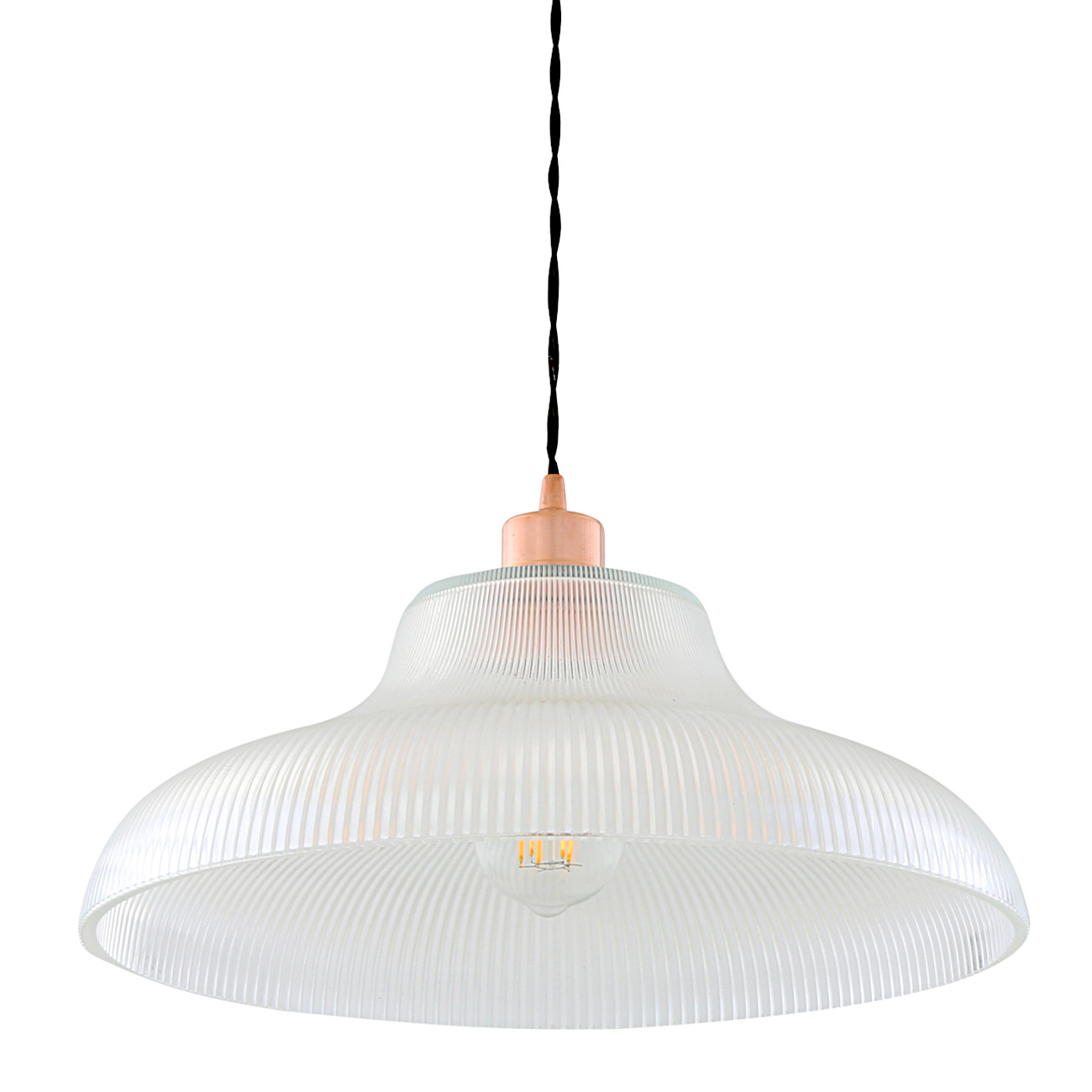 Bild 7: Eisenbahn-Pendelleuchte mit prismatischem Glasschirm, Kupfer poliert, großes Modell Nostalgische „Eisenbahn“-Pendelleuchte mit prismatischem Glasschirm: Eisenbahn-Pendelleuchte mit prismatischem Glasschirm, Kupfer poliert, großes Modell