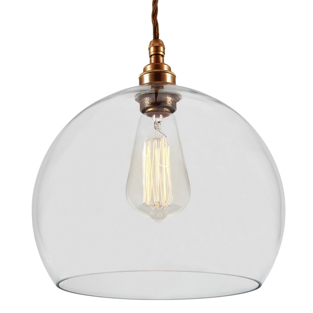 Timeless Globe Pendant Lamp with Open Bowl Glass Shade, Ø 25/35 cm