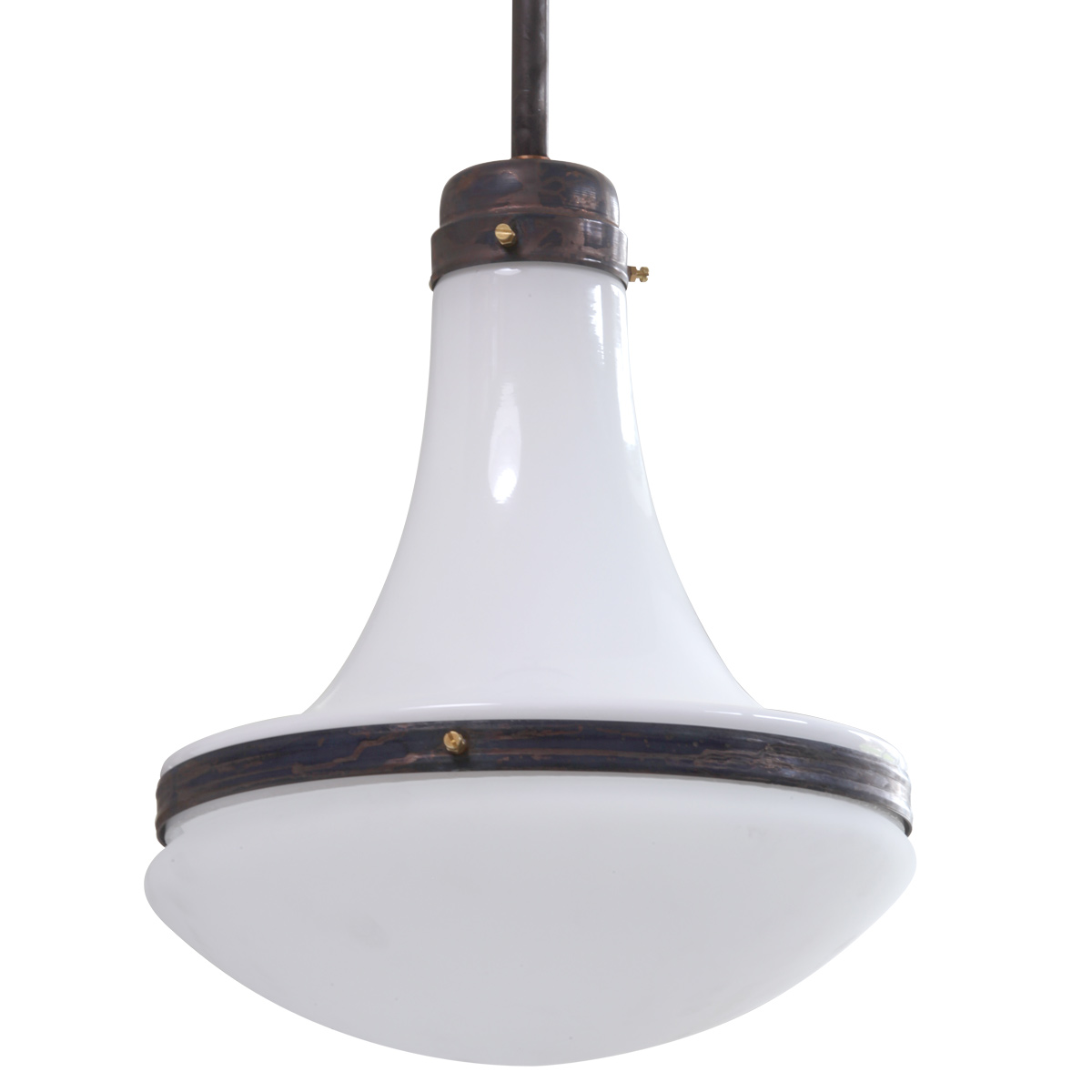 Fig. 15: Ein echter Klassiker, hier in Kupfer patiniert "Luzette" Pendant Light of Early German Industrial Style: Ein echter Klassiker, hier in Kupfer patiniert