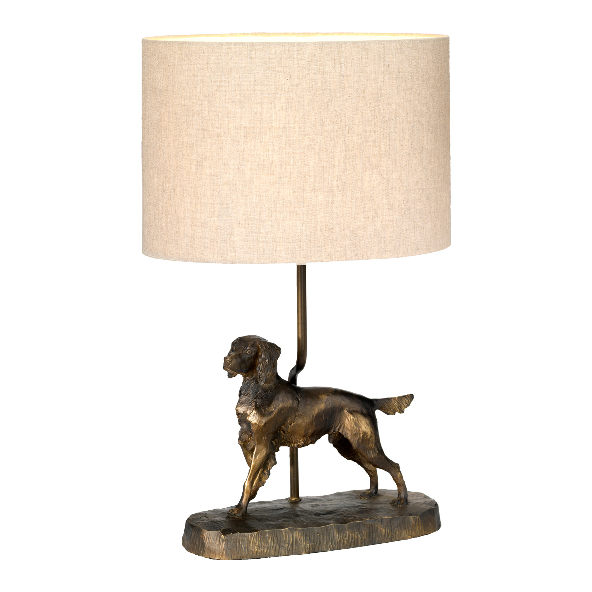 Bronze-Coloured Table Lamp with Dog Statue