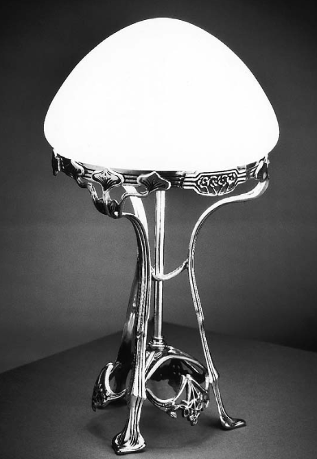 Art nouveau-Pilz-Tischleuchte mit Opalglas-Schirm, Bild 5
