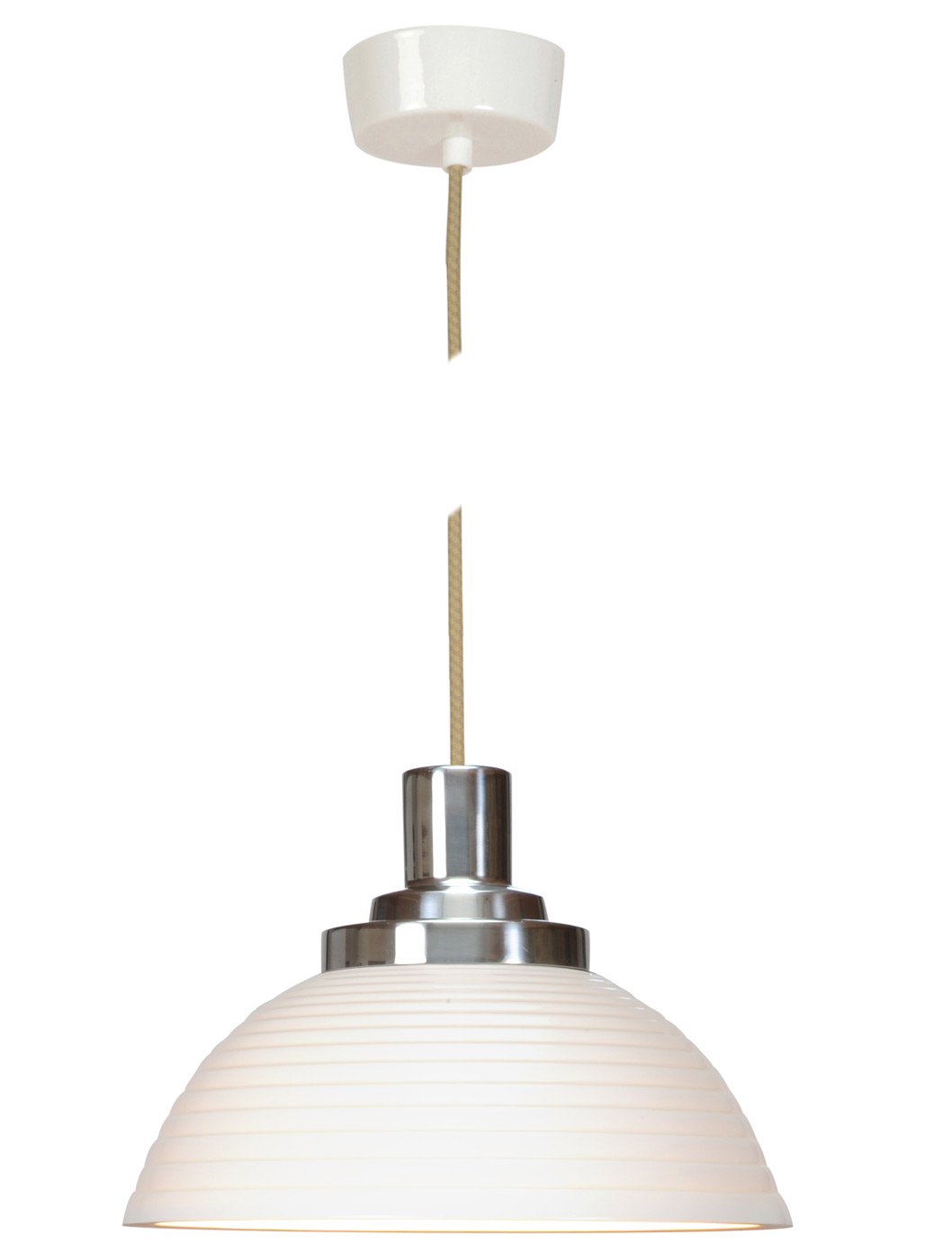 Bild 9: Modell 3, gestufter Porzellanschirm mit Rillenstruktur Porzellanschirm-Pendelleuchte aus der Manufaktur COSMO: Modell 3, gestufter Porzellanschirm mit Rillenstruktur