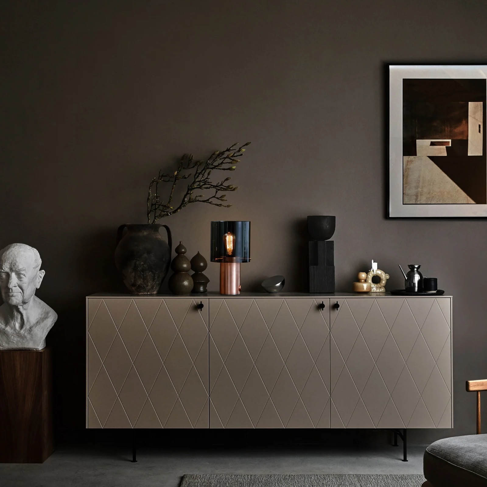 Runde Tischleuchte WALTER mit Messing- oder Kupfersockel und Dimmer, Bild 14