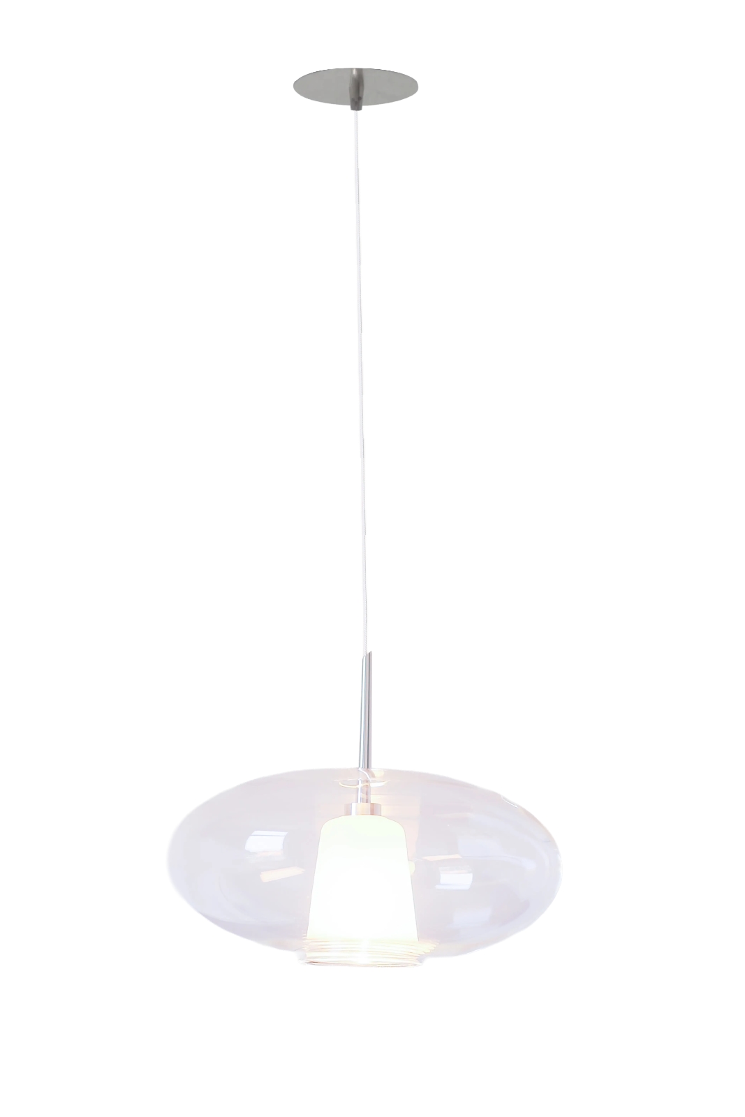 Glas-Pendelleuchte mit rosafarbenem Rauchglas, Bild 8