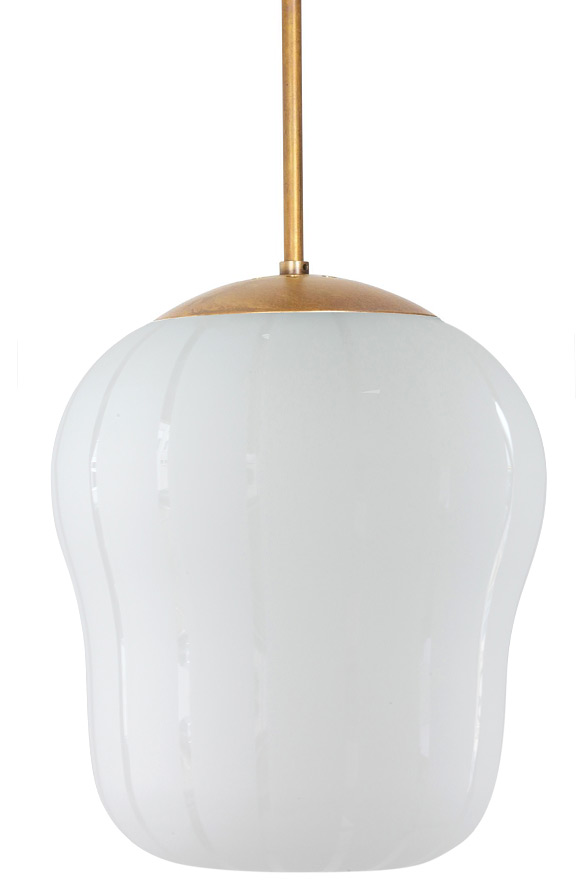 Ceiling Pendant Lamp Brass raw with vaulted decorative glass