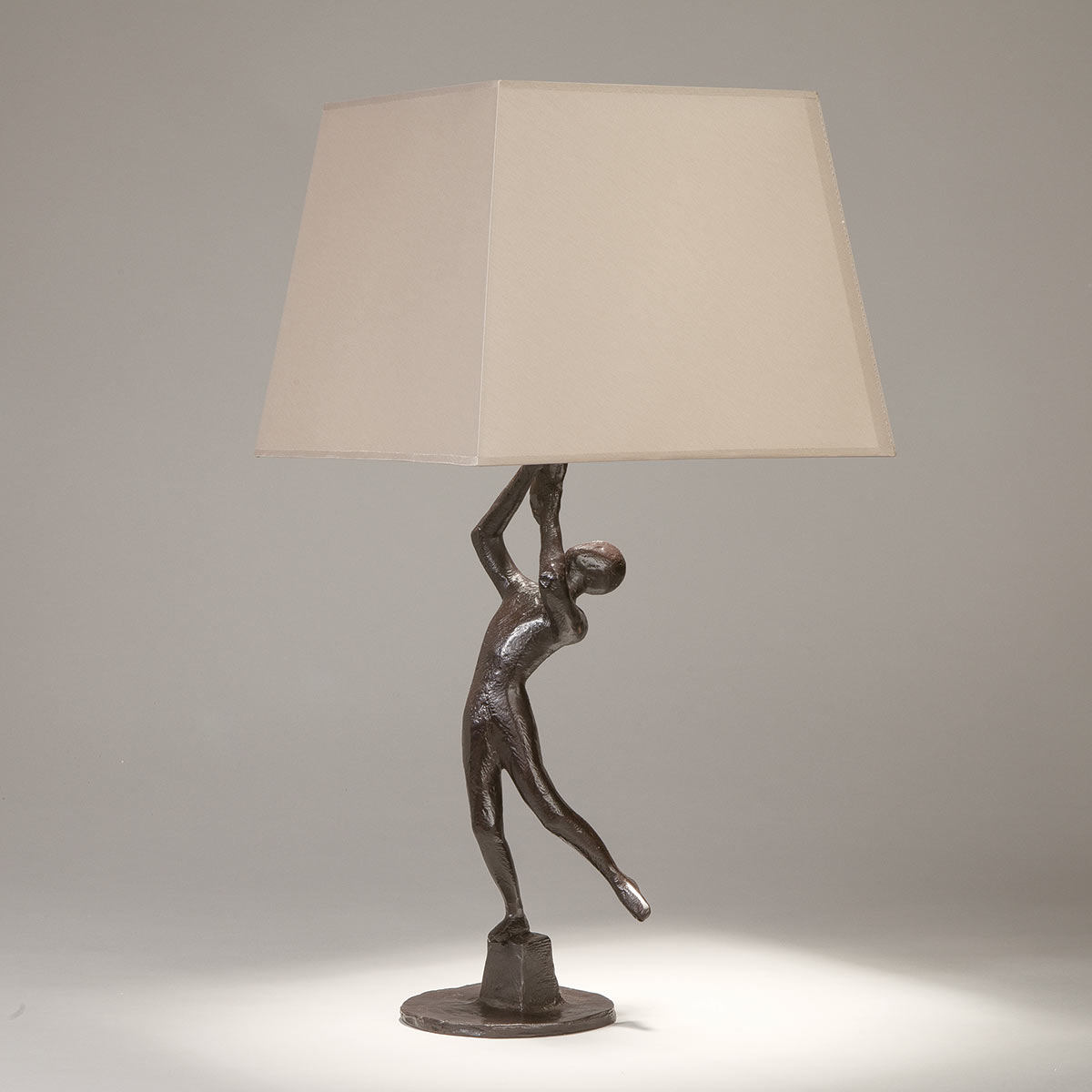 Bronze art table light POMPEI with fabric shade