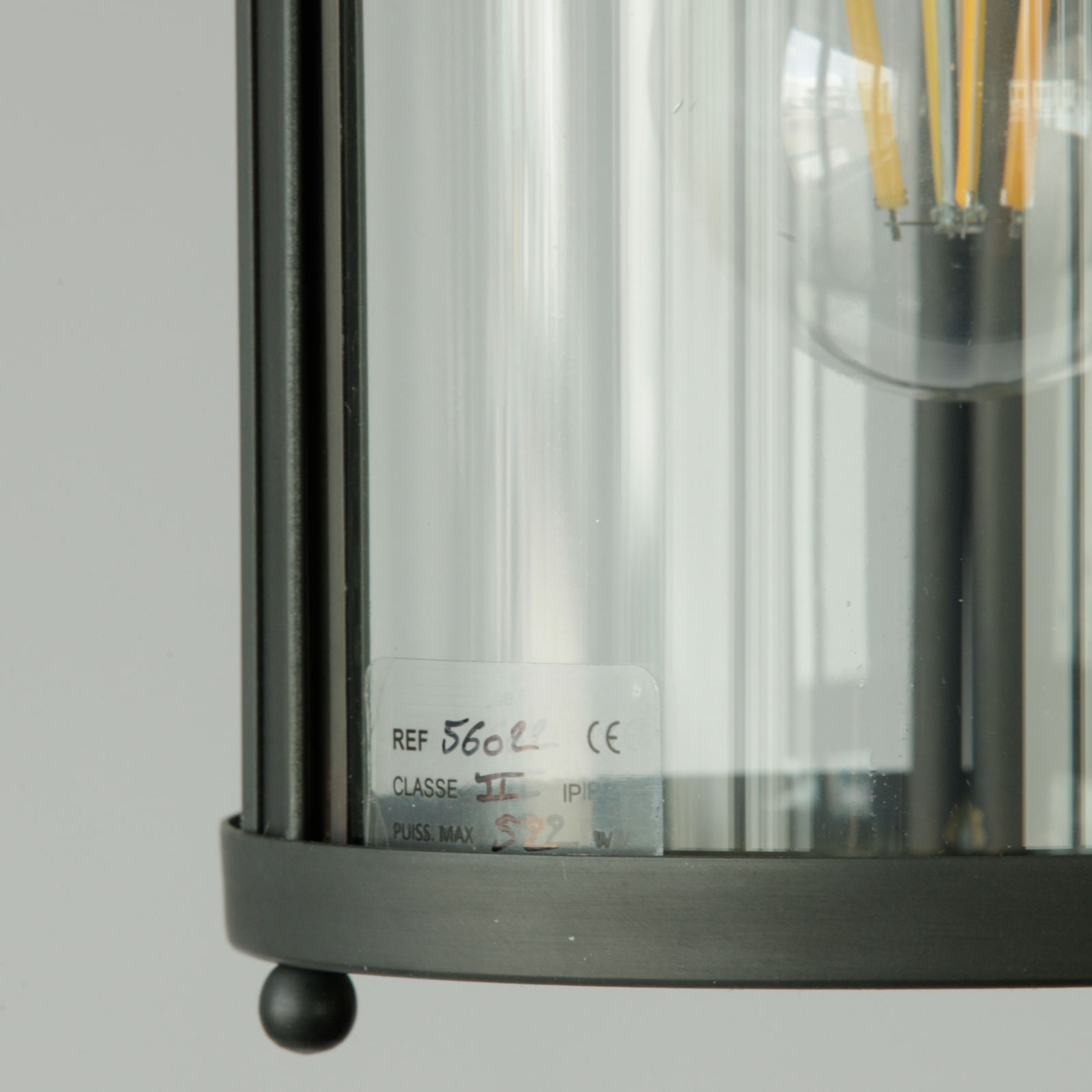 Bild 5: Detail in der Ausführung 23 Fumé Kleine Rundglas-Laterne: Französische Pendelleuchte Ø 14 cm: Detail in der Ausführung 23 Fumé