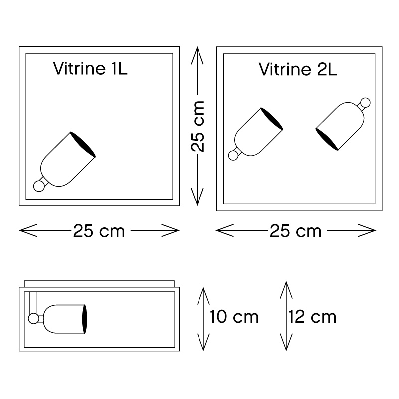 Verglaste Kasten-Deckenleuchte VITRINE 2L mit zwei Fassungen, 25 cm, Bild 5