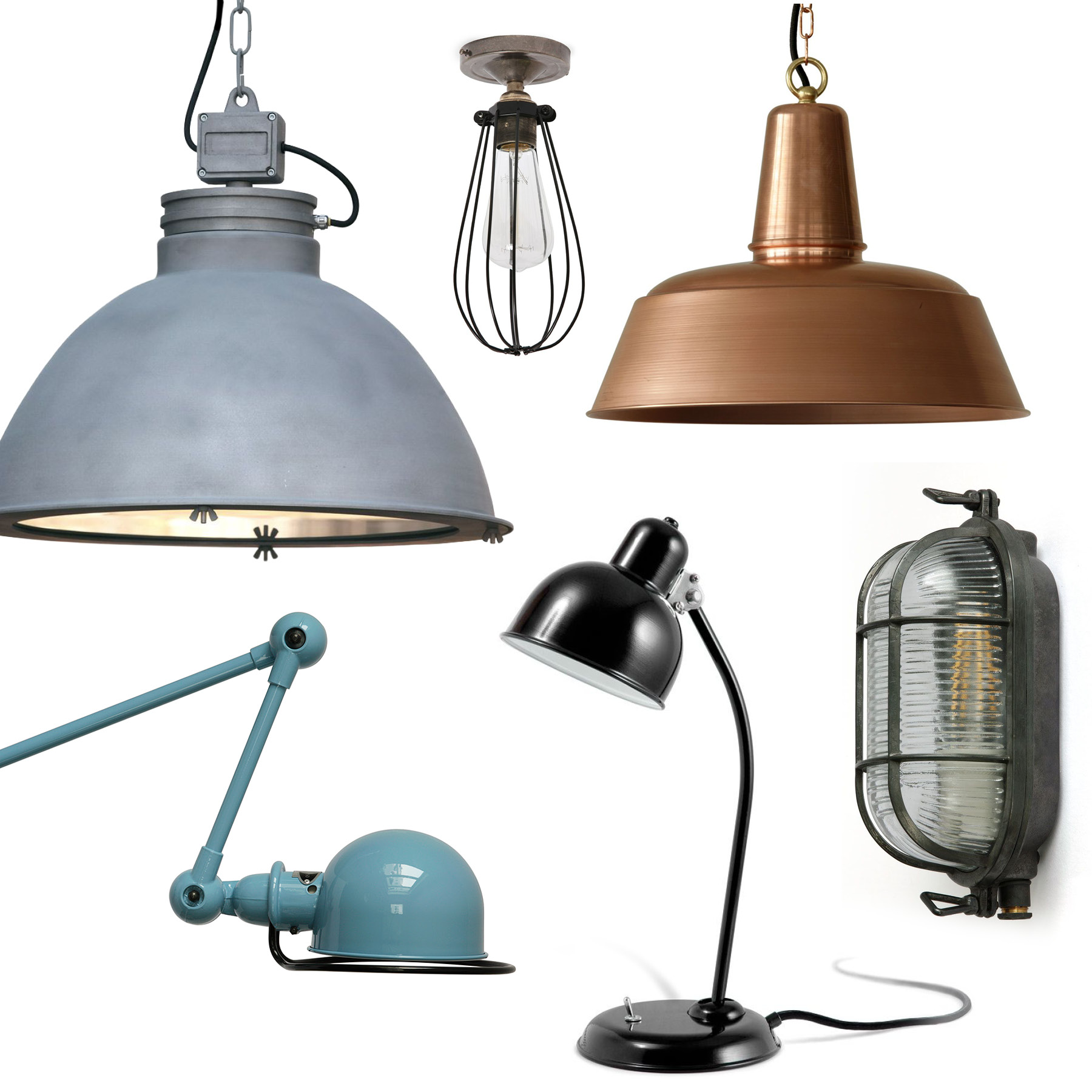 Leuchten im klassischen Industriestil des 20. Jahrhunderts