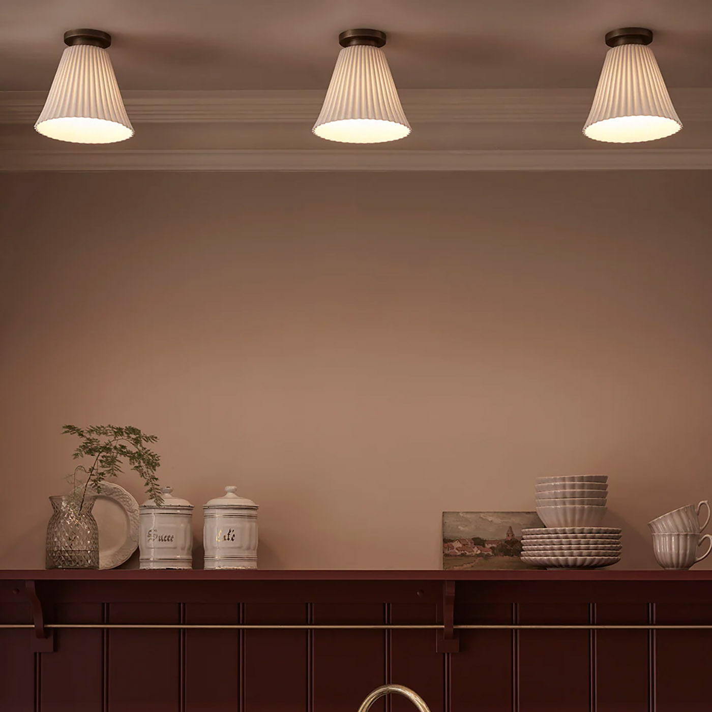 Kleine Porzellan-Deckenleuchte HECTOR PLEAT mit plissiertem Schirm, Ø 12/19 cm, Bild 13