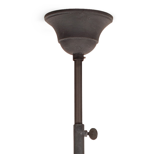 Bild 4: Der Baldachin, das Pendelrohr lässt sich per Stellschraube verlängern Stabpendel-Balkenlampe für Esstische, mit zwei Schirmen: Der Baldachin, das Pendelrohr lässt sich per Stellschraube verlängern
