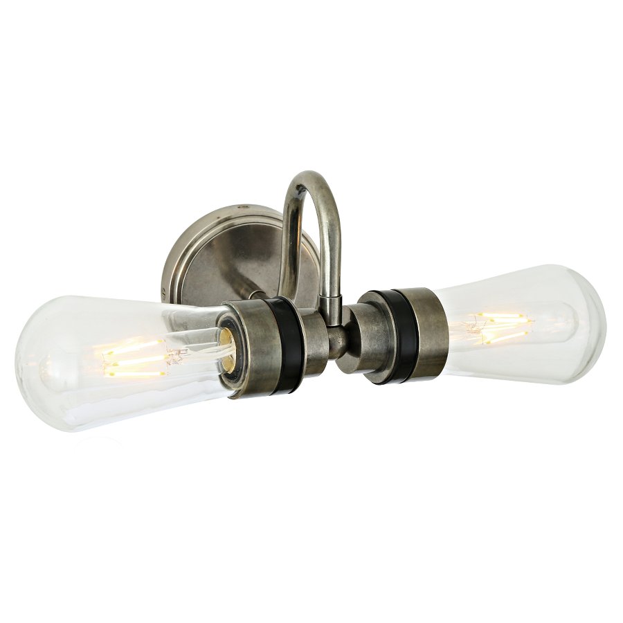 Zweiflammige Badezimmer-Wandlampe mit Glaskolben, IP65