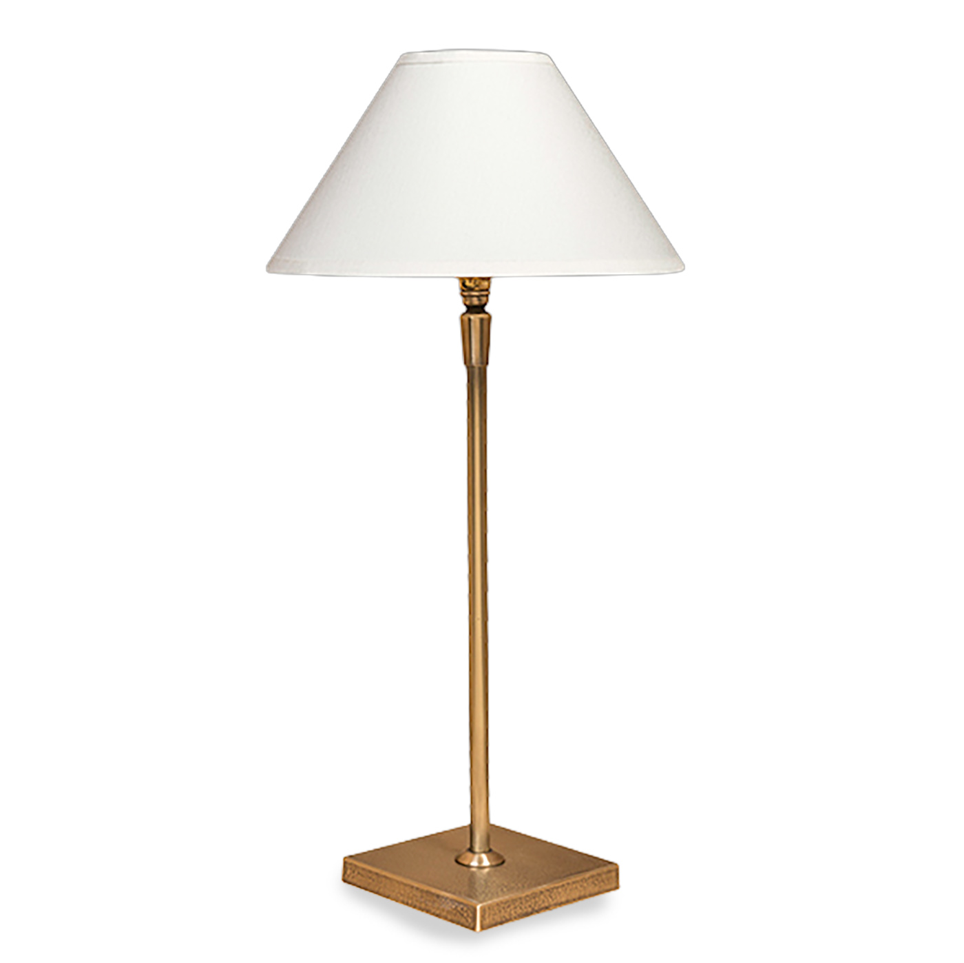 Klassische, schlichte Tischleuchte mit Messingfuß L20, drei Größen 