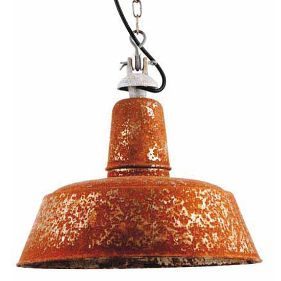 Shabby chic factory lamp with genuine rust patina