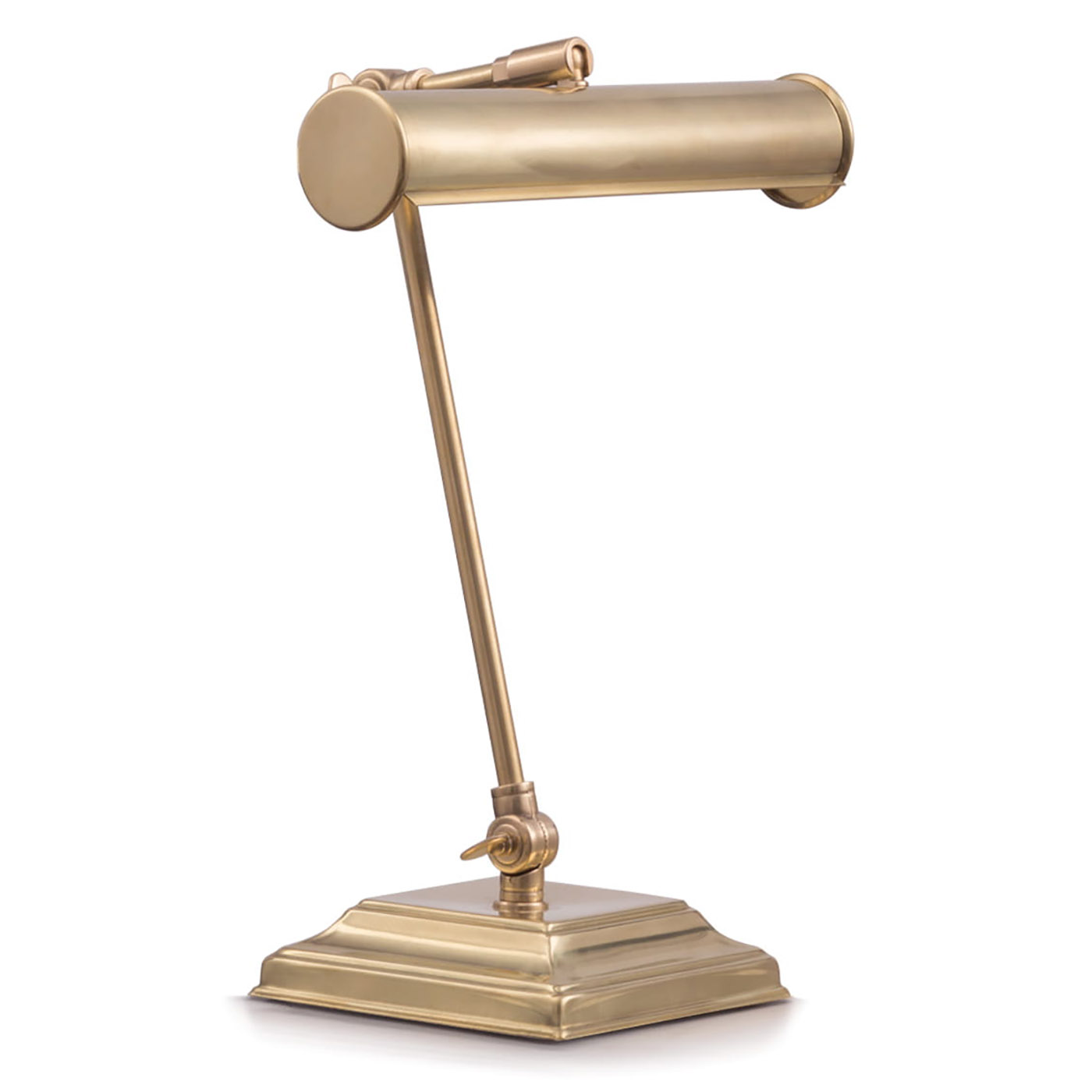 Piano Light in Brass With Two Articulated Arms and Angular Base Piano Light in Brass With Two Articulated Arms and Angular Base