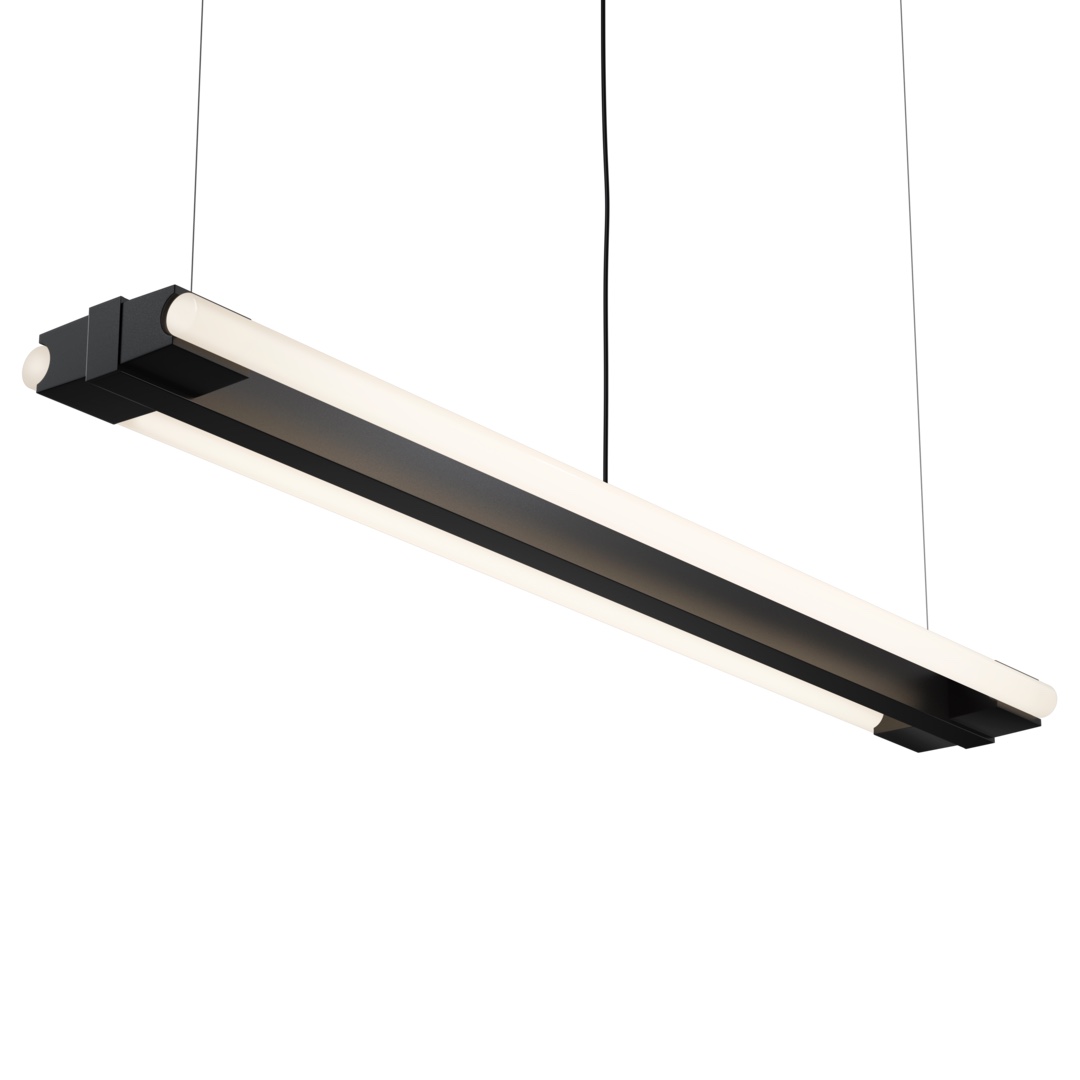 Elegante Röhren-Hängeleuchte für LED-Linienlampen, 100 cm: Die Hängeleuchte in schwarz matt