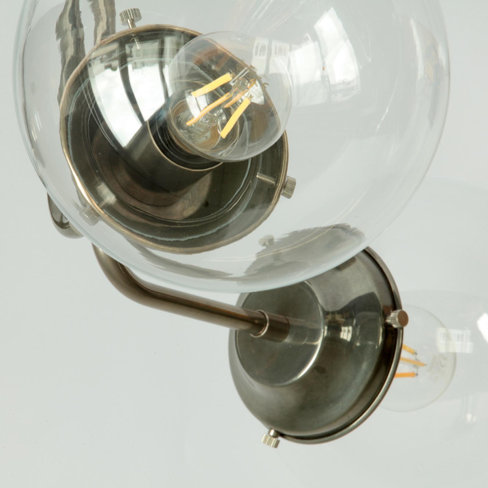 3-armige Kugel-Deckenleuchte (opales oder klares Glas): Klares Glas, Alt-silbern patiniert