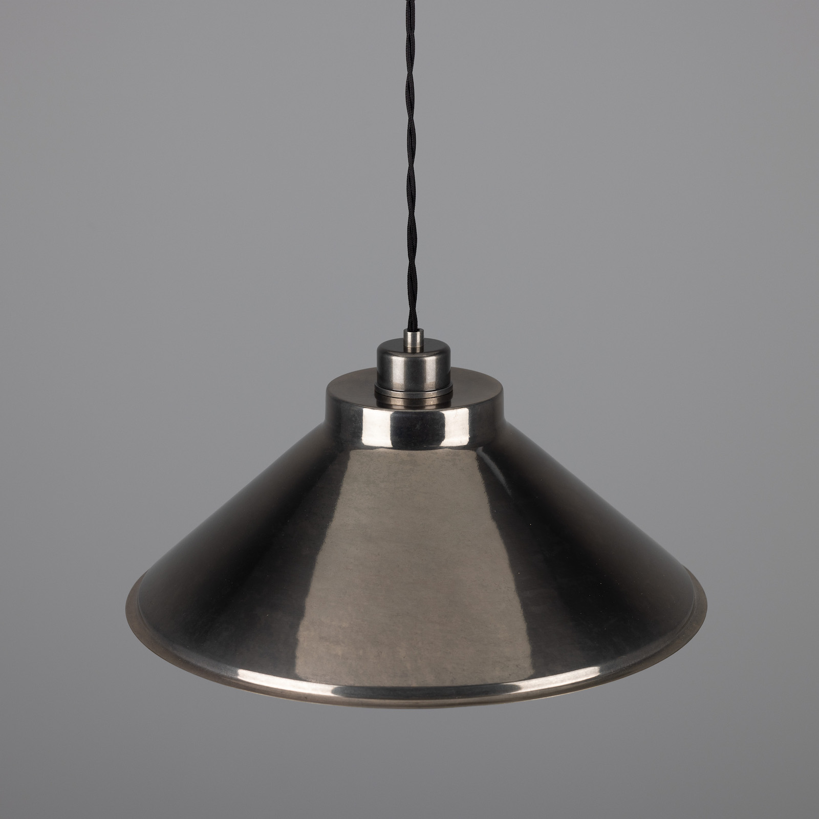 Traditional brass coolie pendant lamp from the manufactory: Alt-silbern patiniert